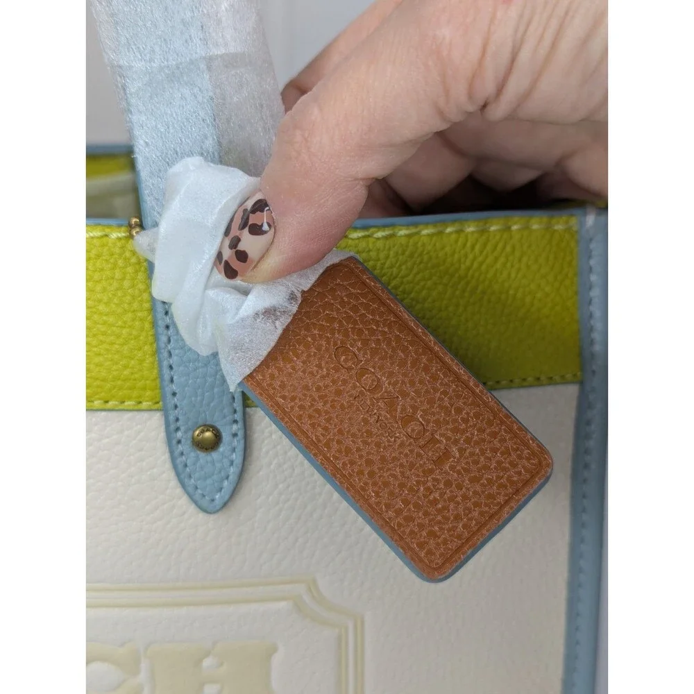 Coach Field tote 30, Colorblock with coach badge, Chalk Multi, NWT - Picture 7 of 10